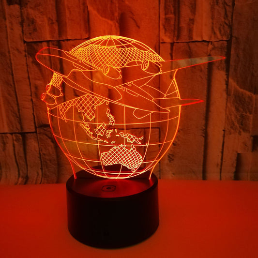 Plane around the Globe 3D night light