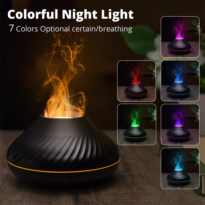 Volcanic Flame Black Aroma Diffuser USB with 7 Colours