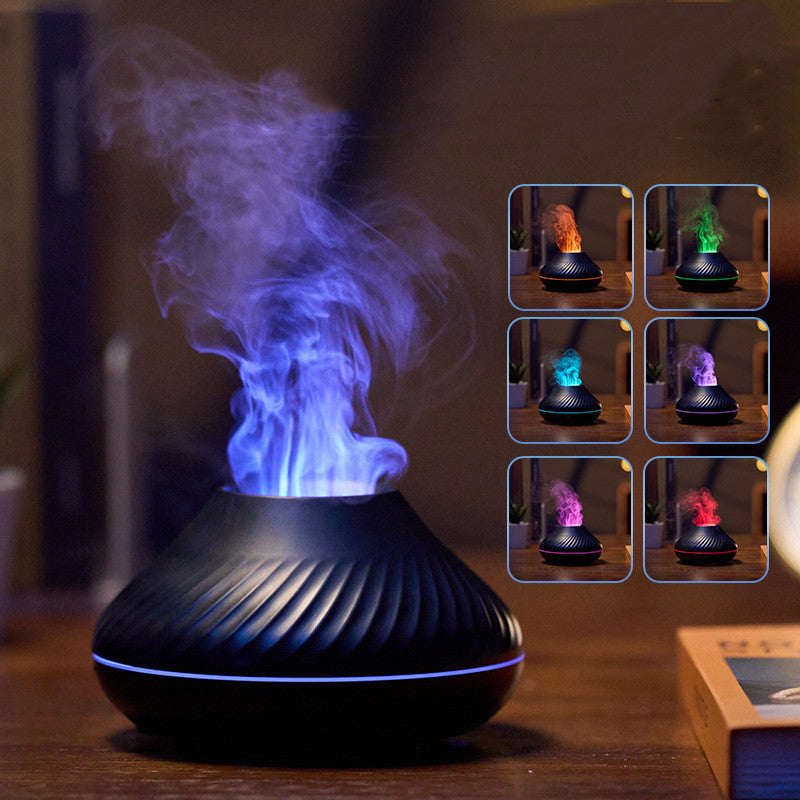 Volcanic Flame Black Aroma Diffuser USB with 7 Colours