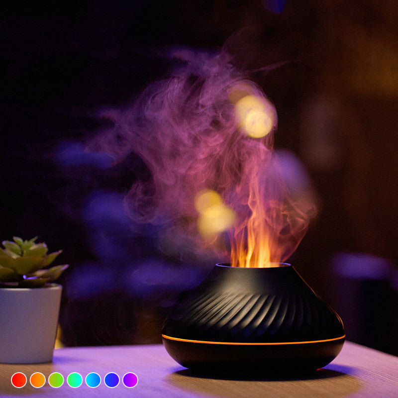 Volcanic Flame Black Aroma Diffuser USB with 7 Colours