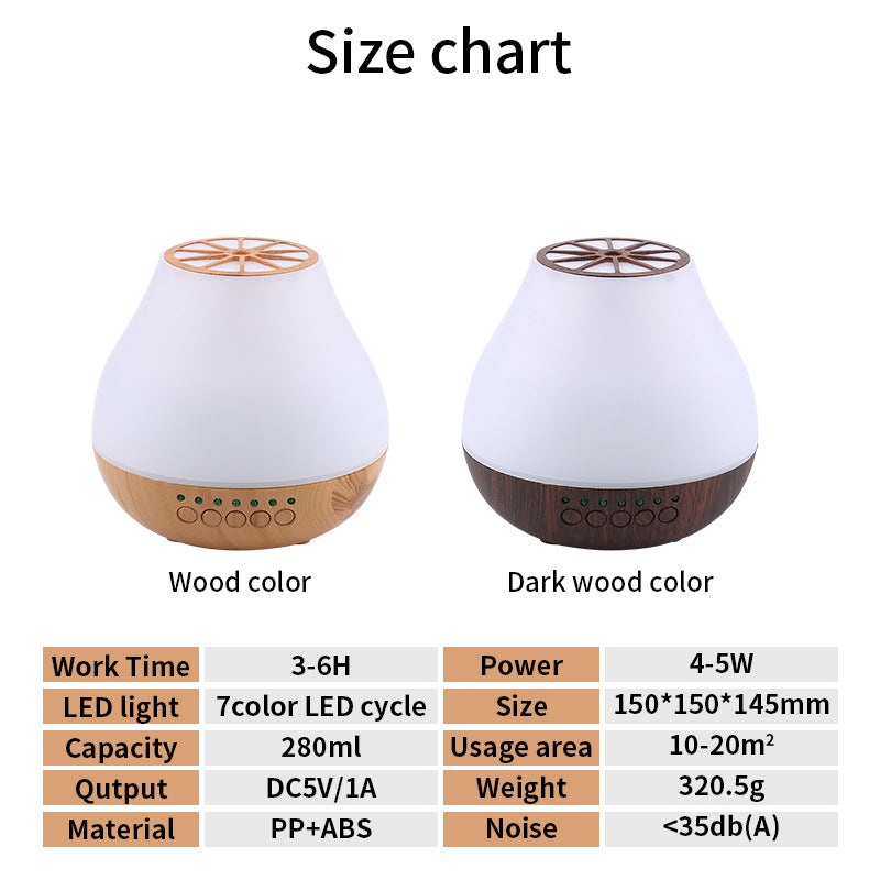 Light Wood Grain Ultrasonic Bluetooth 7 Color Air Diffuser